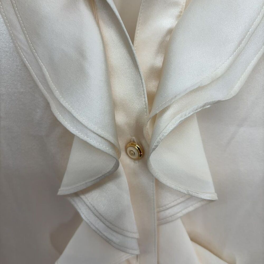 St. John Ruffled Button-Front Blouse - Picture 2 of 4